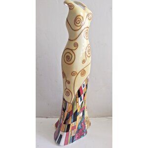 Vintage Benaya Kiss'06 Dress Vase Porcelain Mosiac pattern 11.75 inch